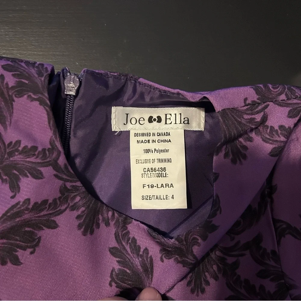 💜 NWT Joe-Ella Purple and Black Floral Dress Size 4T Easter Wedding
